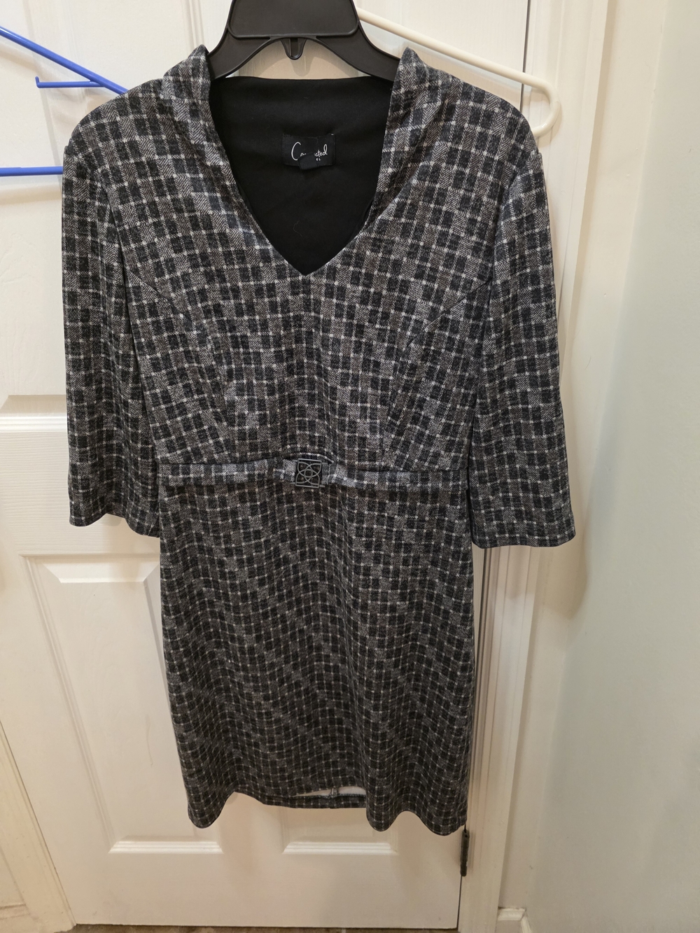 connected apparel Gray Plaid Midi Dress